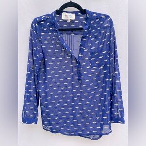 Sheer blue blouse with metallic detail